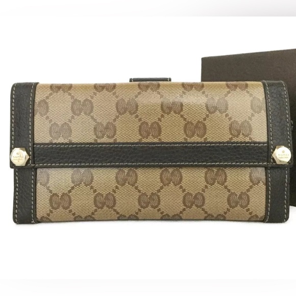 🏆💎💯 GUCCI GG Logo PVC Canvas Long Bifold Wallet - Picture 1 of 8